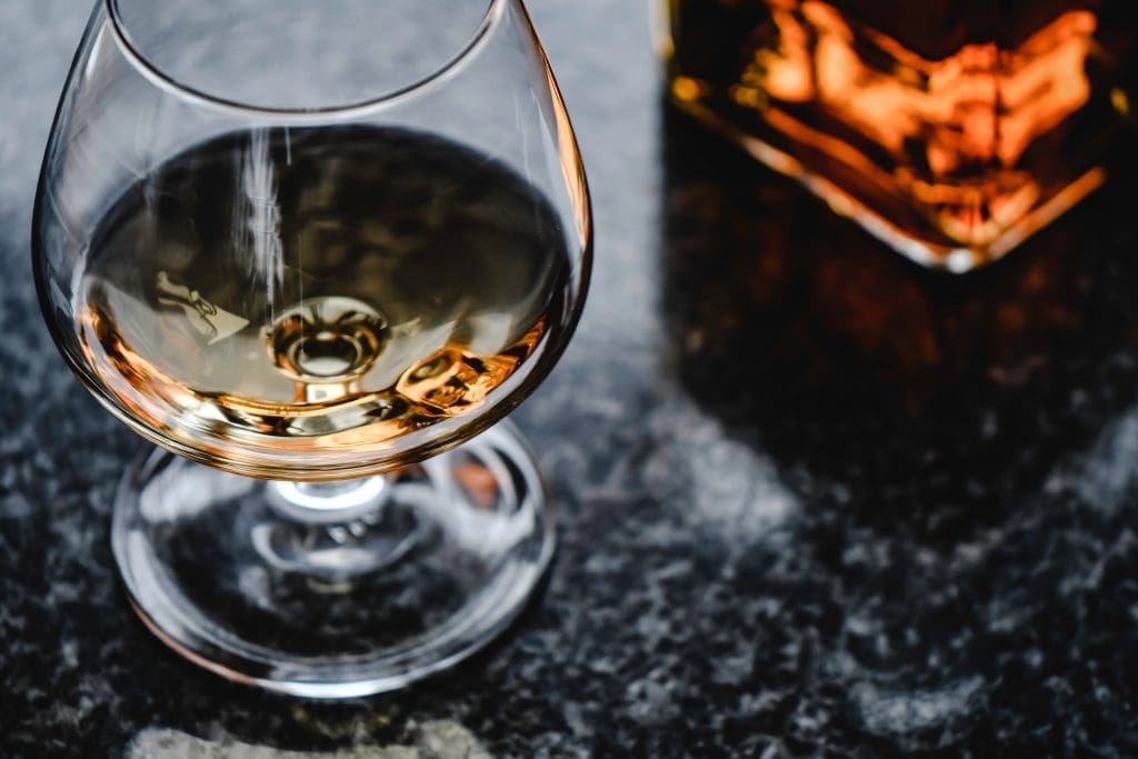 a glass with rum 