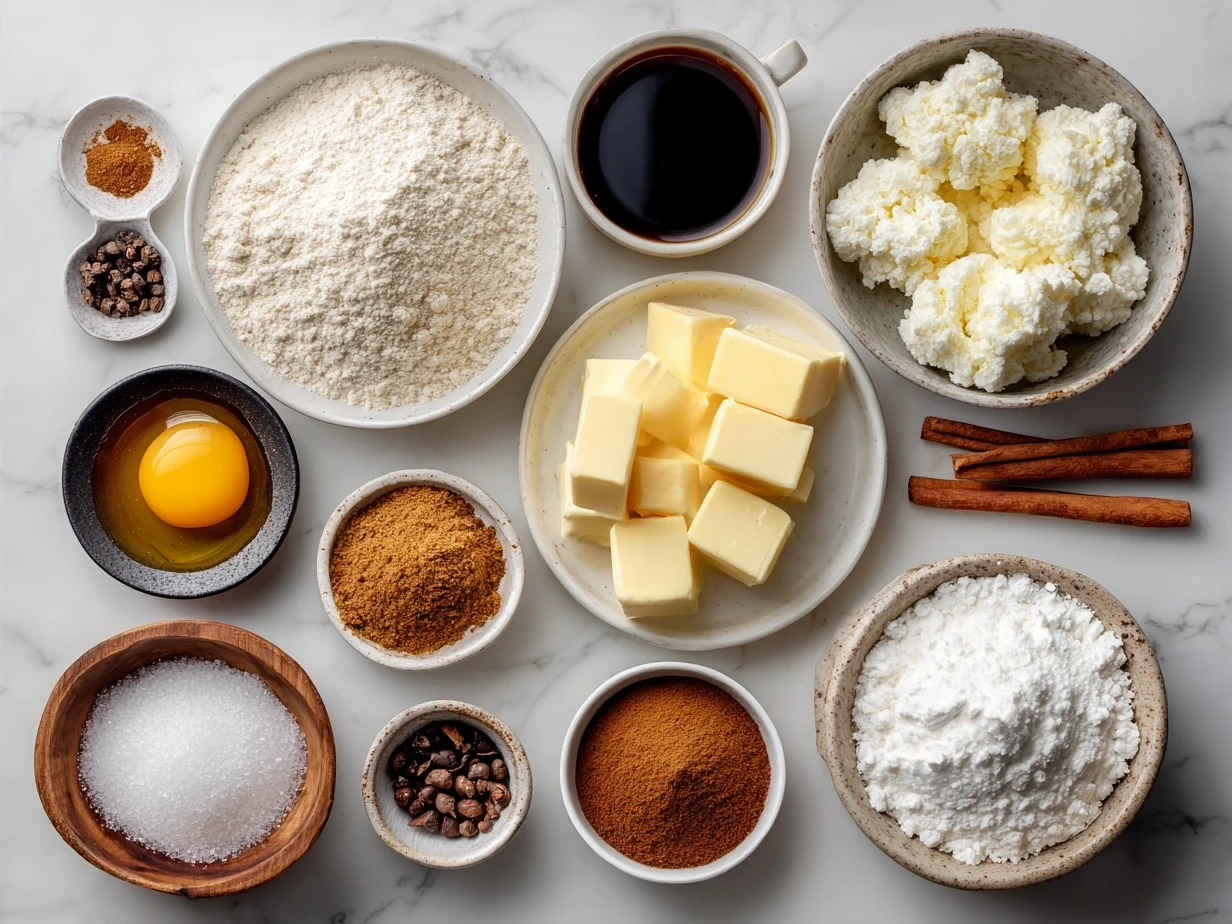 Ingredients for Apple Cider Donuts on a wooden surface