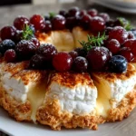 Beautiful holiday Brie Cheese Wreath on white plate