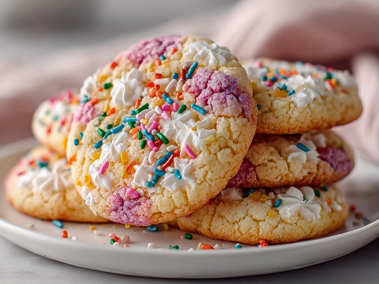 Close-up of delicious cake mix cookies
