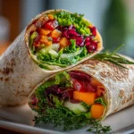 Close-Up of Freshly Prepared Veggie Wrap