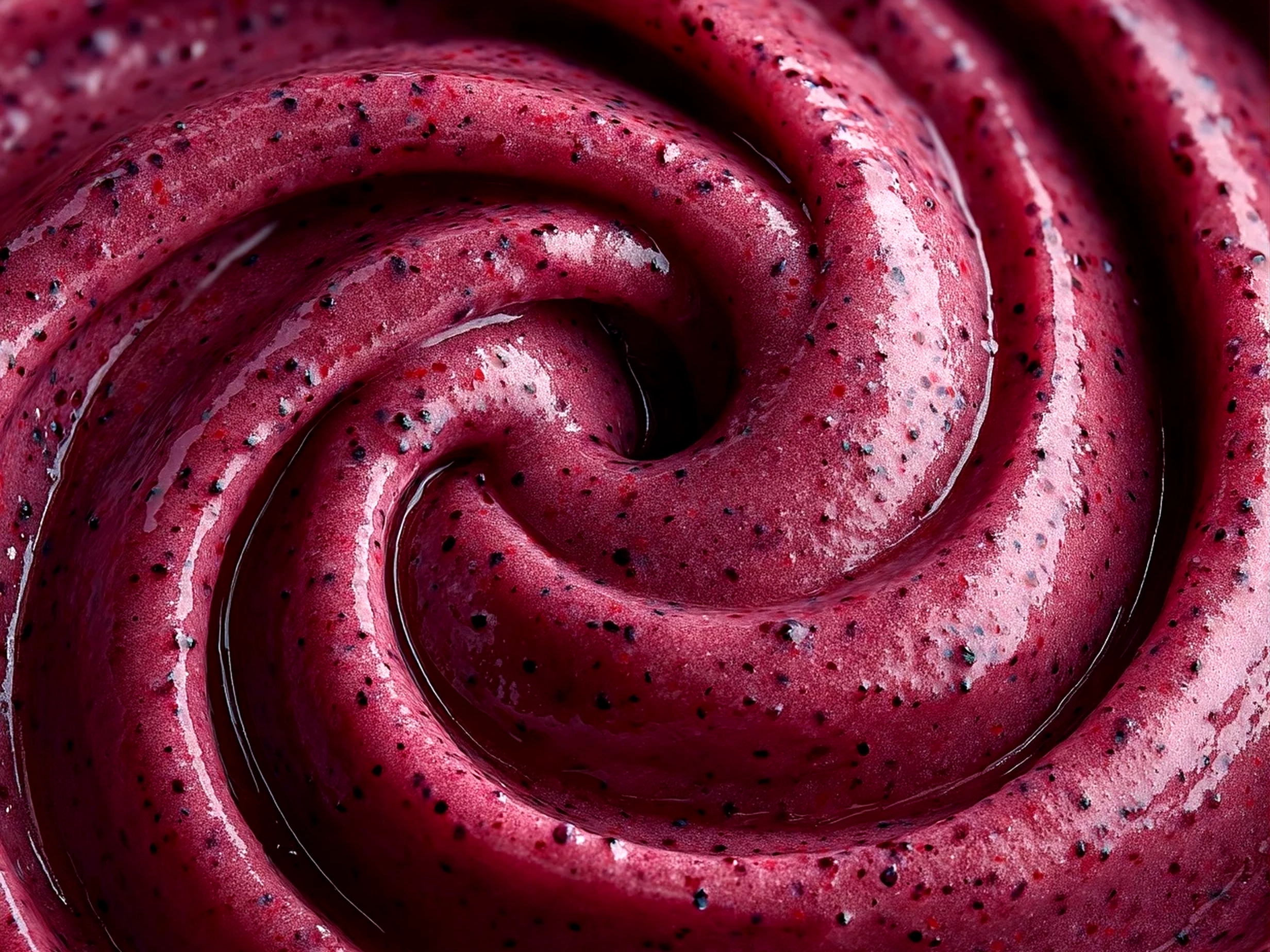 Close-up of ready-to-drink Berry Spinach Smoothie in a glass