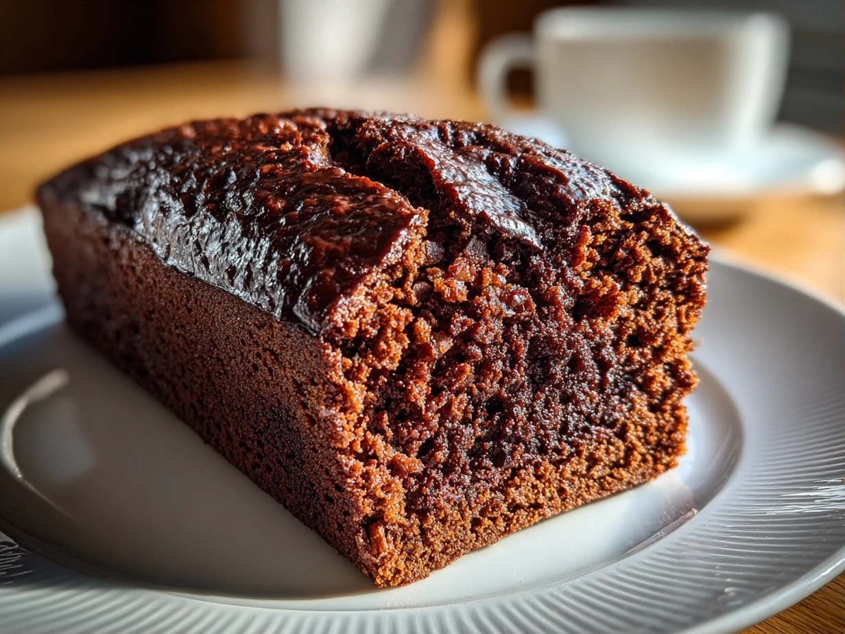 Close-up slightly angled Hidden Heart Chocolate Loaf Cake