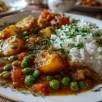 Comforting Crockpot Potato Pea Curry Close-up