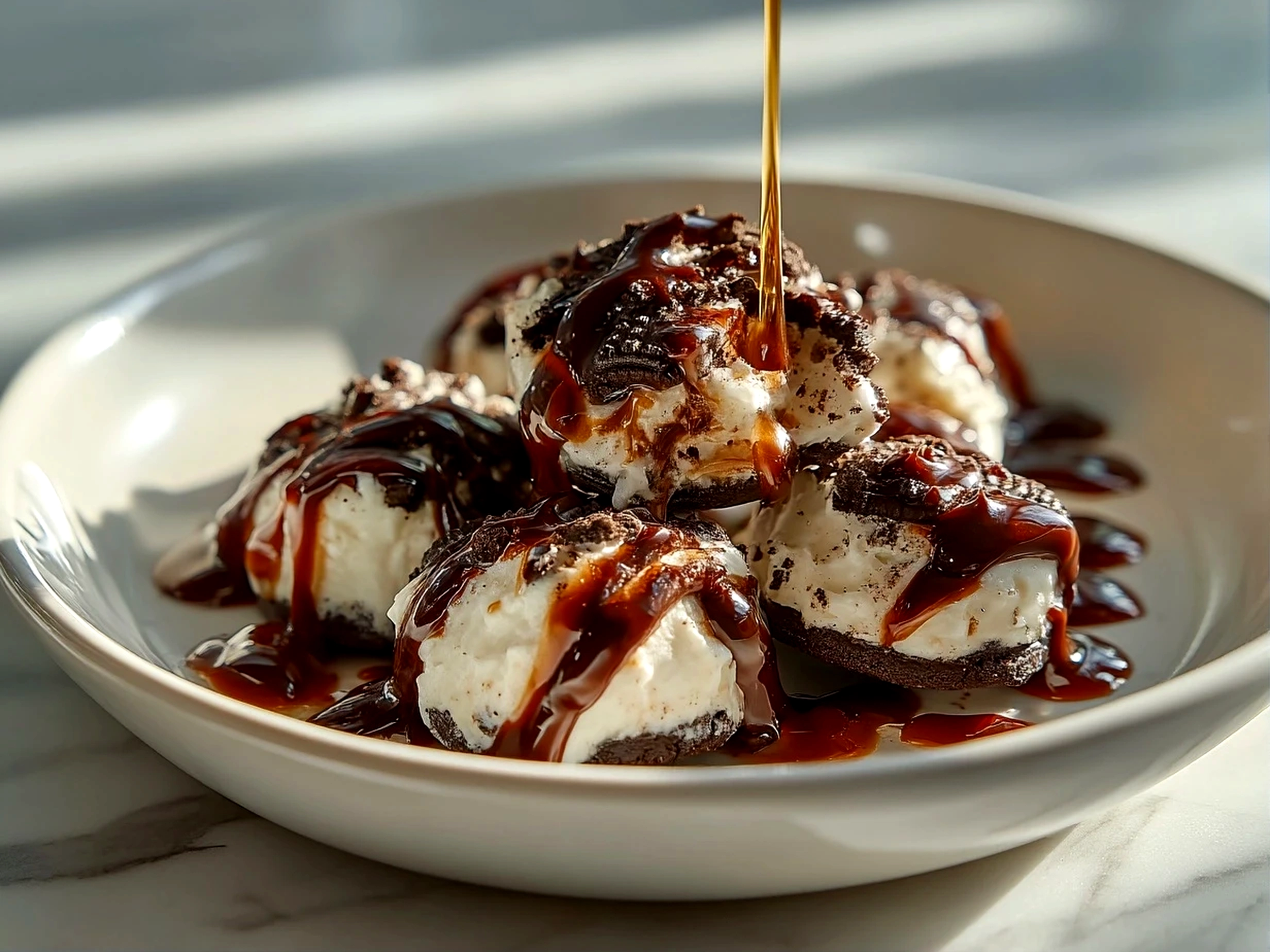 Creamy homemade No-Bake Oreo Cheesecake Bites with rich textures