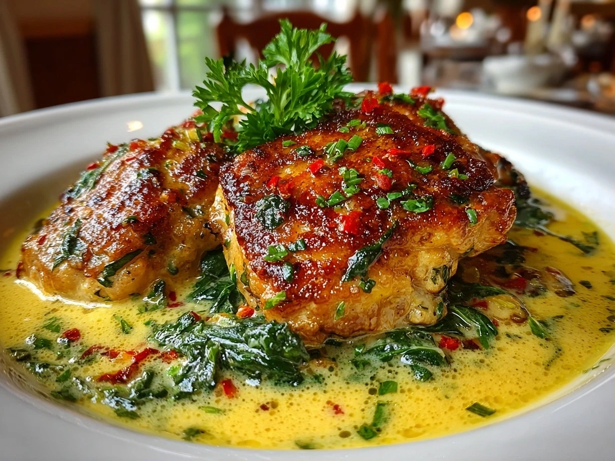 Delicious Garlic Butter Chicken Thigh Skillet Close-up