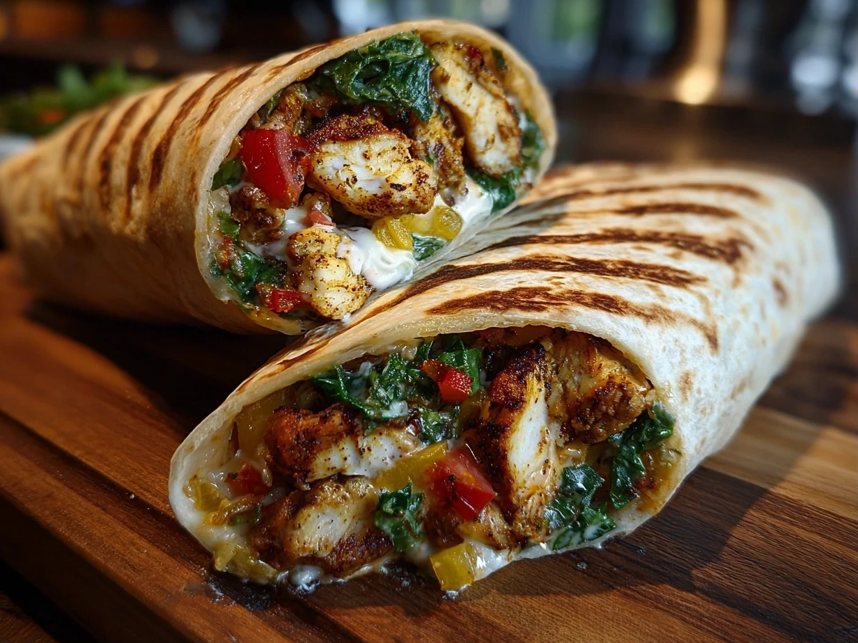 Close-up of delicious finished Vegan Burrito Wraps ready to serve