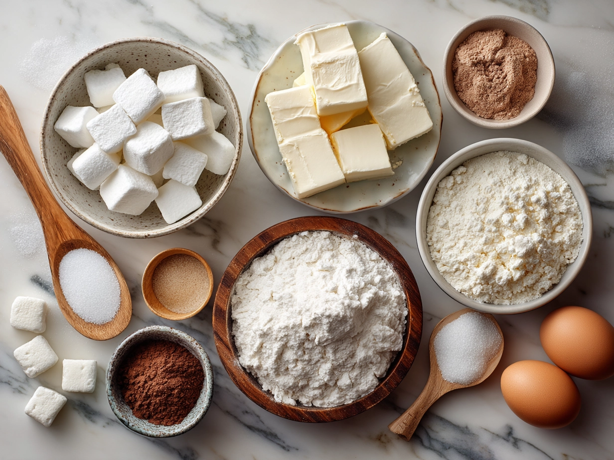 Ingredients for making Fluffy Marshmallows laid out for meal planning