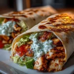 Fresh homemade Chicken Avocado Ranch Burritos close-up