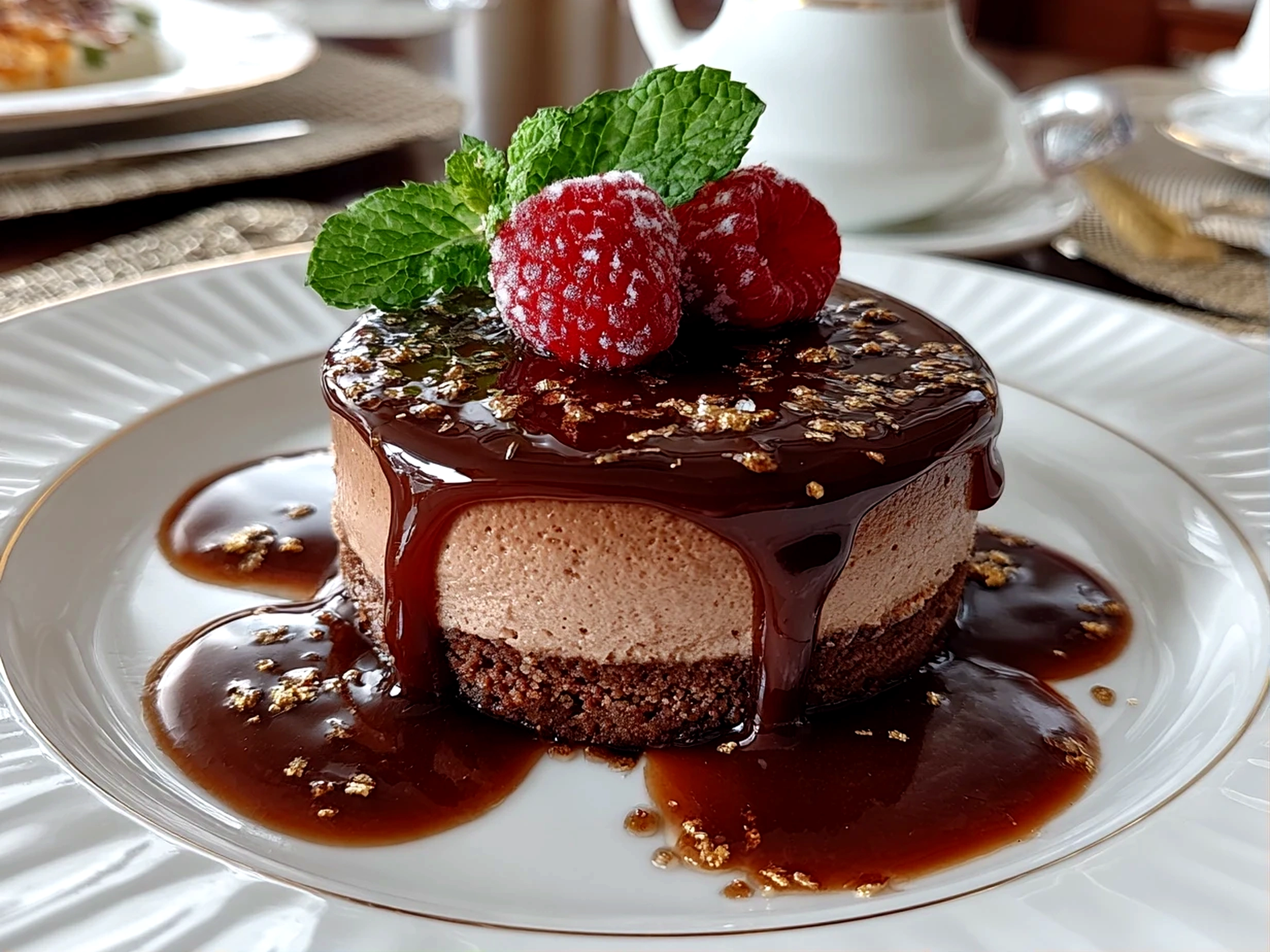 Freshly Prepared Chocolate Cream Delight Close-Up