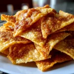 Freshly prepared cinnamon tortilla chips close-up