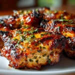 Freshly prepared grilled BBQ boneless chicken thighs