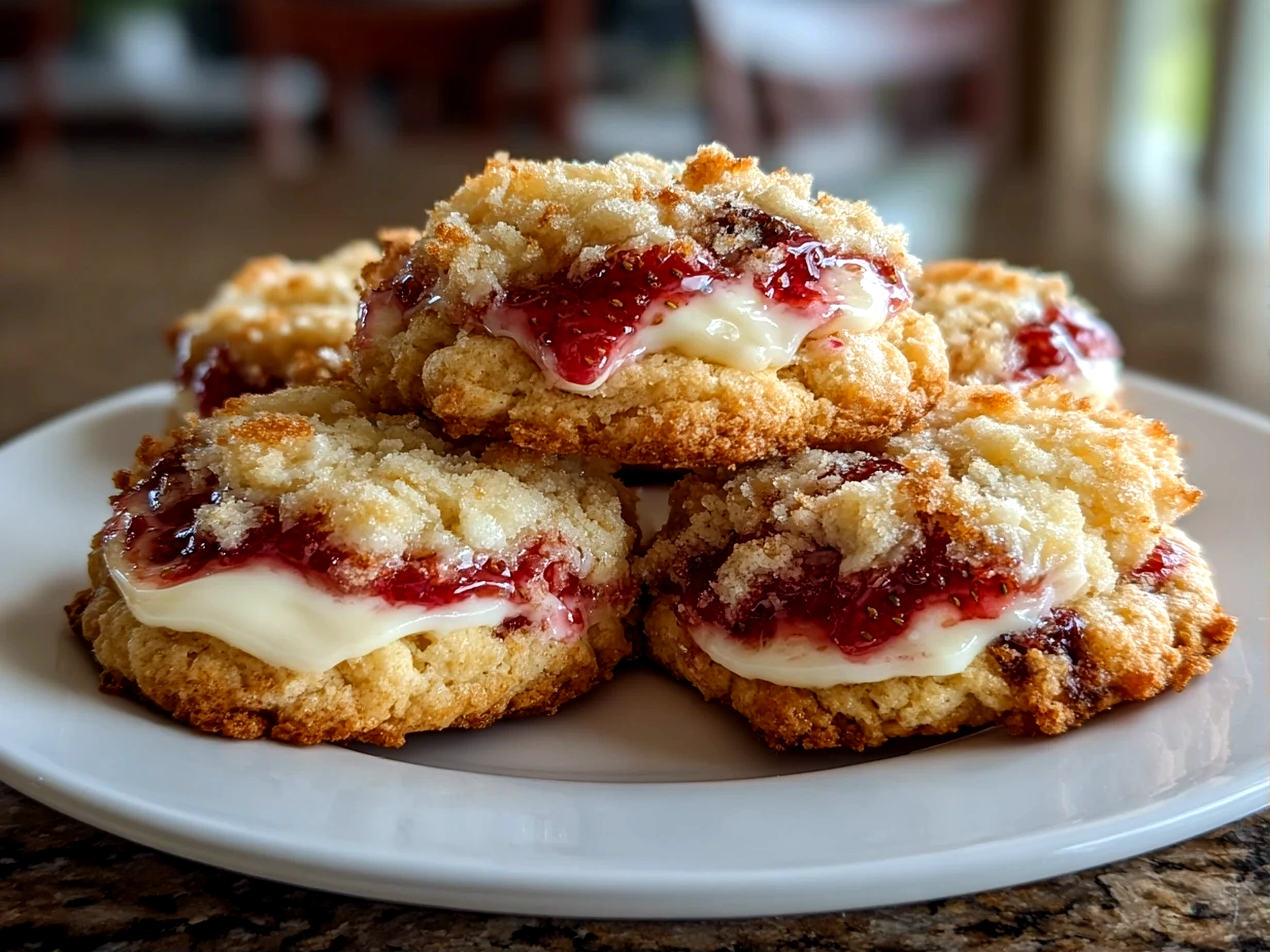 Freshly prepared Strawberry Cheesecake Stuffed Cookies