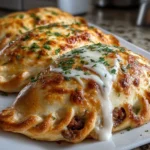 Freshly prepared Touchdown Calzones close-up