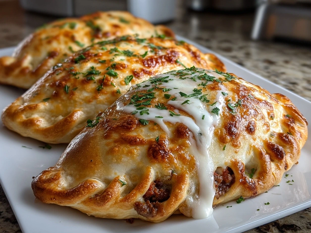 Freshly prepared Touchdown Calzones close-up