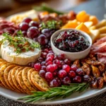 Home cook, iPhone 14. Close-up slight angle of delicious Thanksgiving Dessert Charcuterie Board on white plate. Mouthwatering --ar 4:3 --style raw --s 240