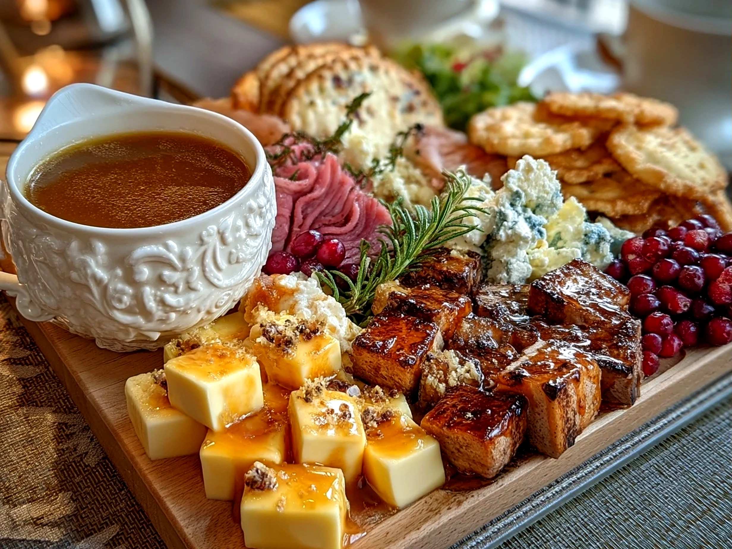Finished Thanksgiving Dessert Charcuterie Board arranged on a wooden platter