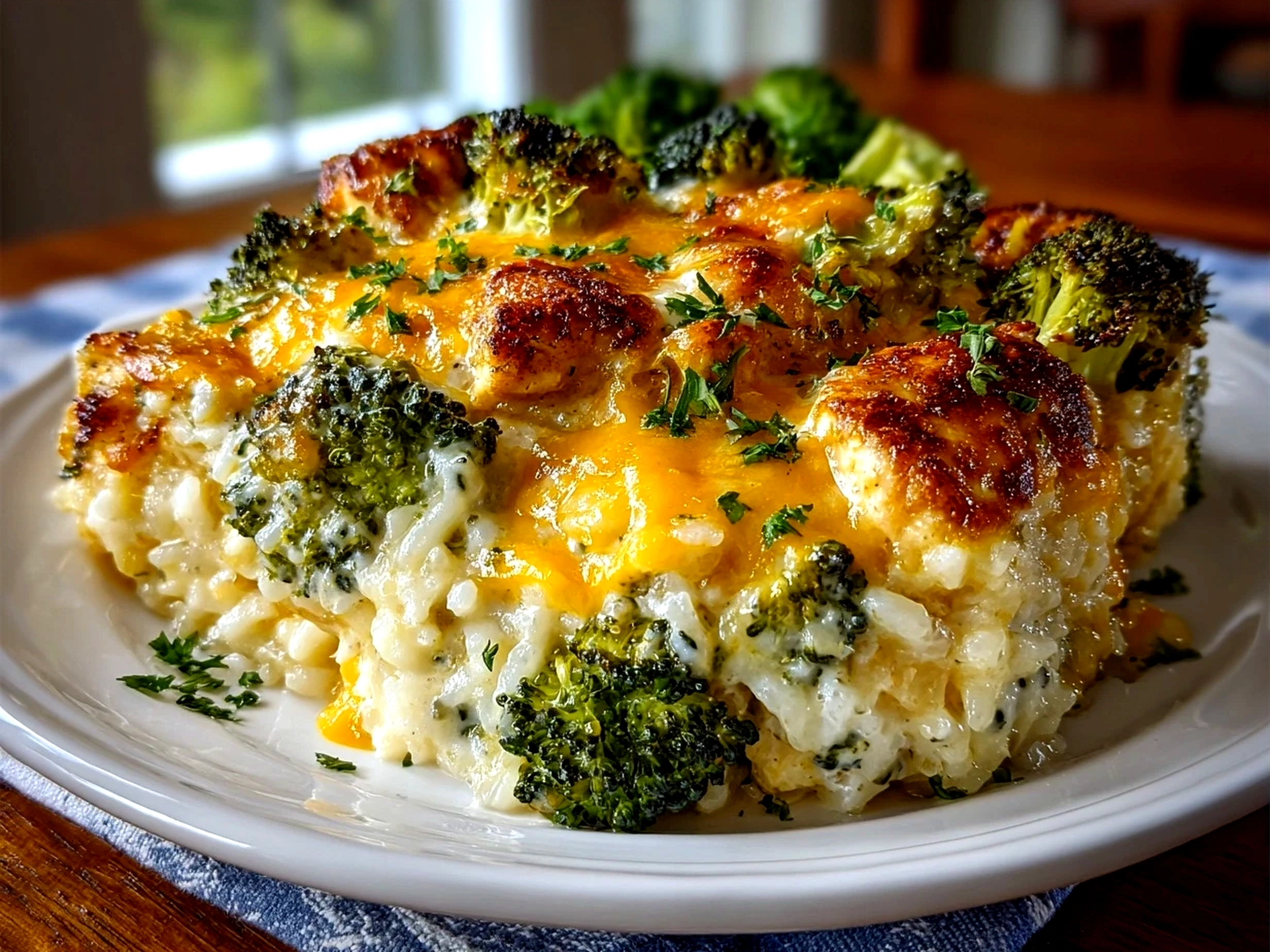 Homemade Cheesy Broccoli Chicken and Rice Casserole