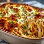 Homemade chicken spaghetti close-up