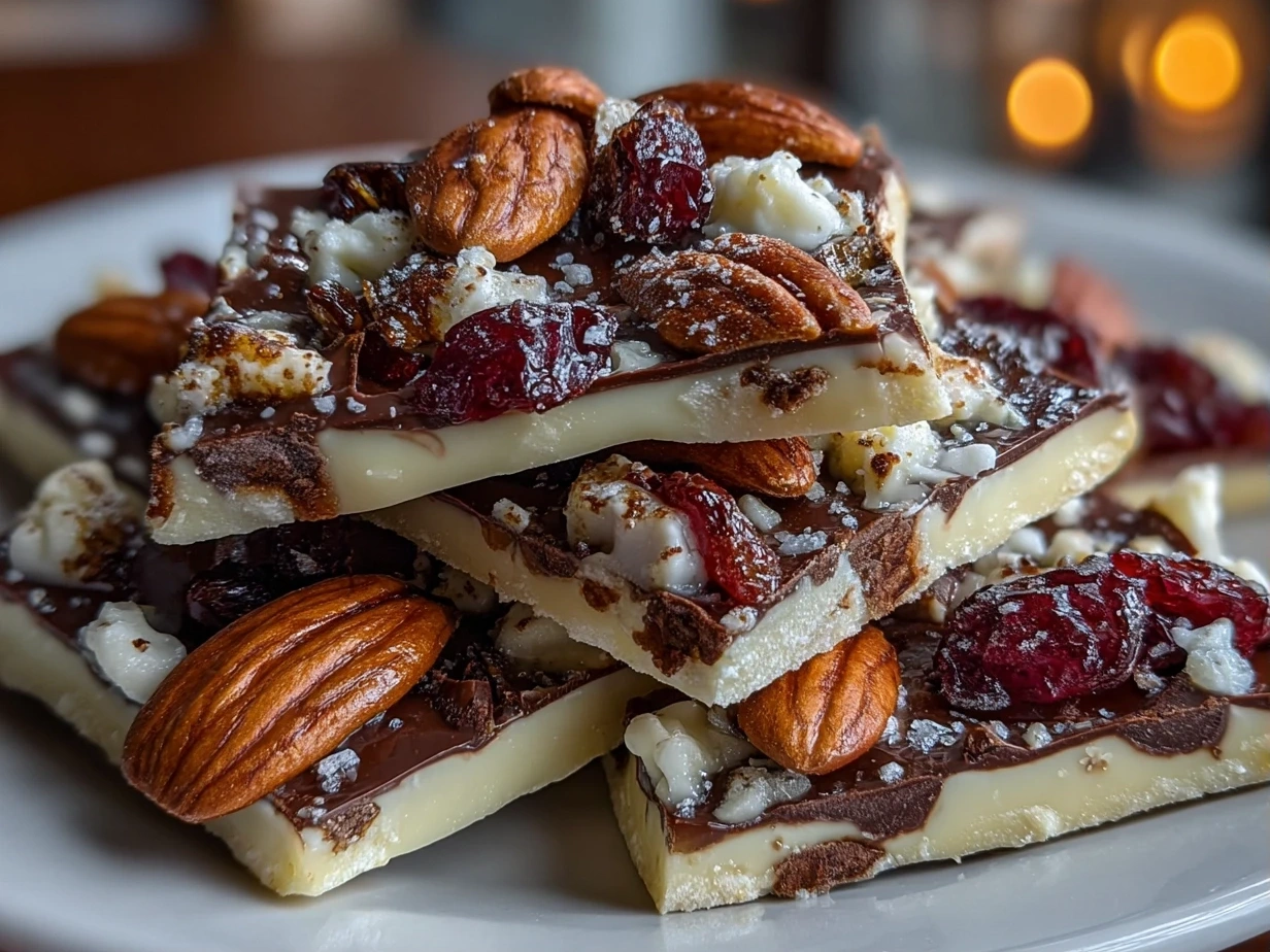 Homemade Chocolate Date Bark Close-Up