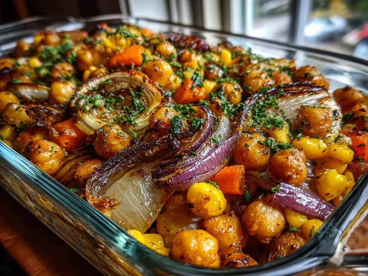 Final roasted chickpea corn mix served in a bowl, ready to eat