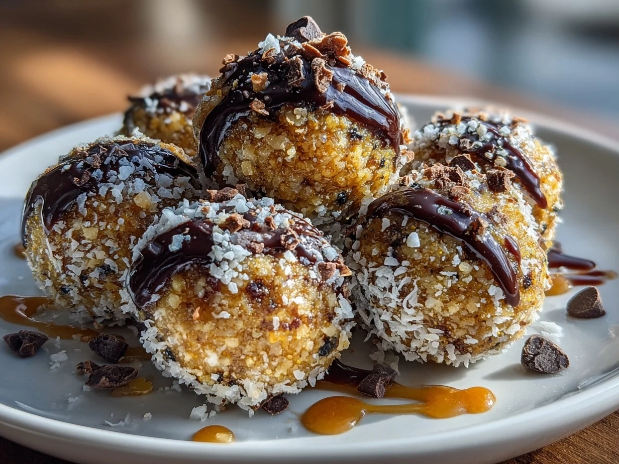 Slight angle close-up of finished Mint Chocolate Chip Protein Balls