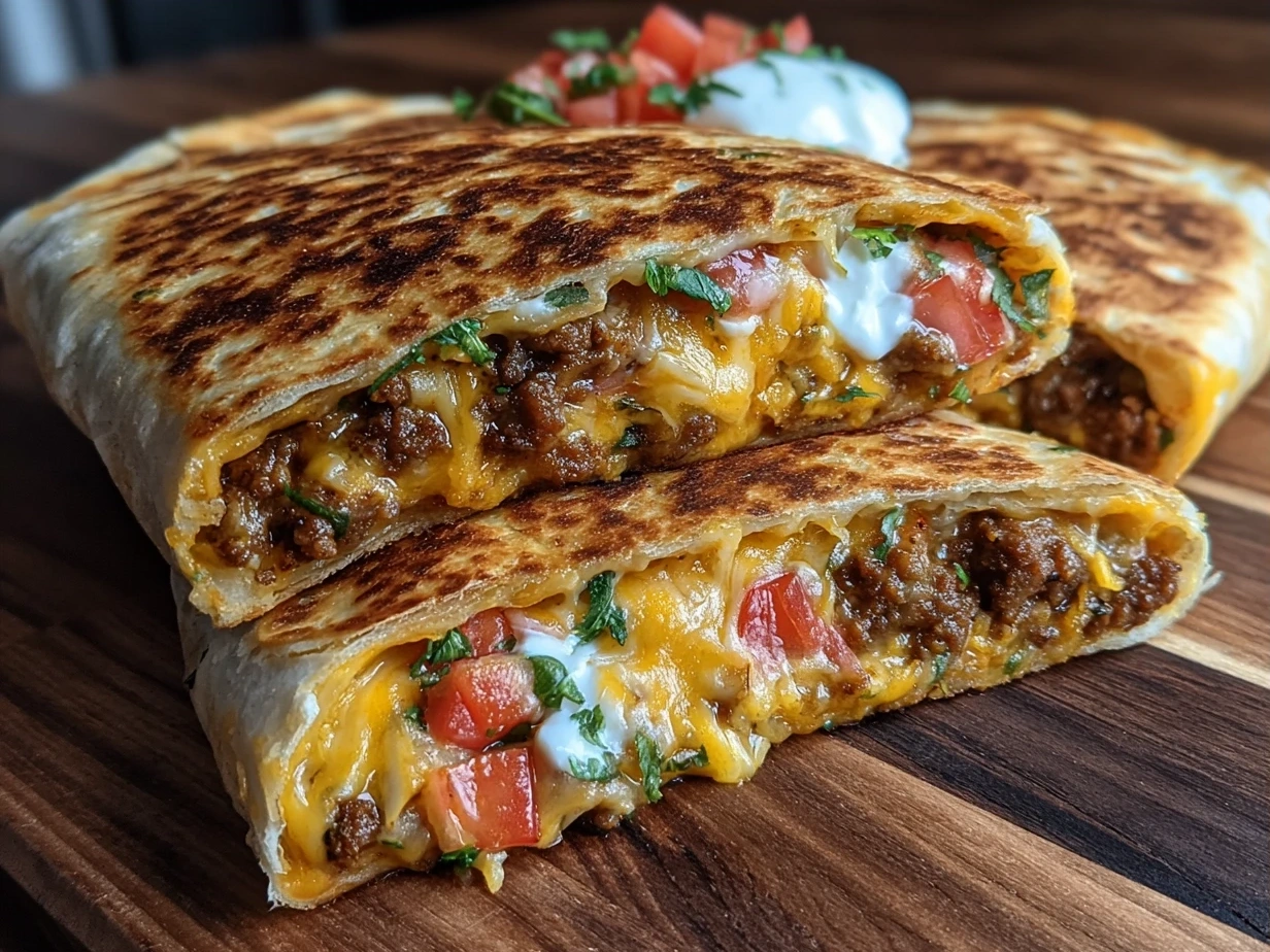 Finished Vegan Crunchwrap Supreme on a plate ready to serve