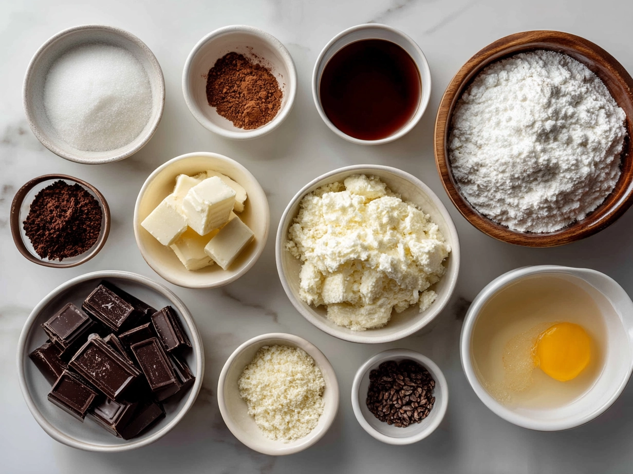 Ingredients for Chocolate Gnome Cheesecakes