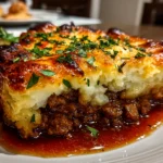 Comforting classic shepherd's pie close-up