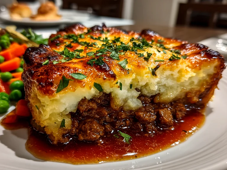 Comforting classic shepherd's pie close-up
