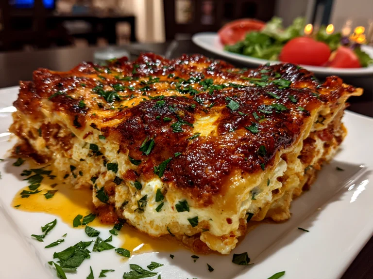Comforting homemade lasagna with ricotta cheese