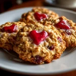 Comforting Valentine's oatmeal bowl with heart cookies