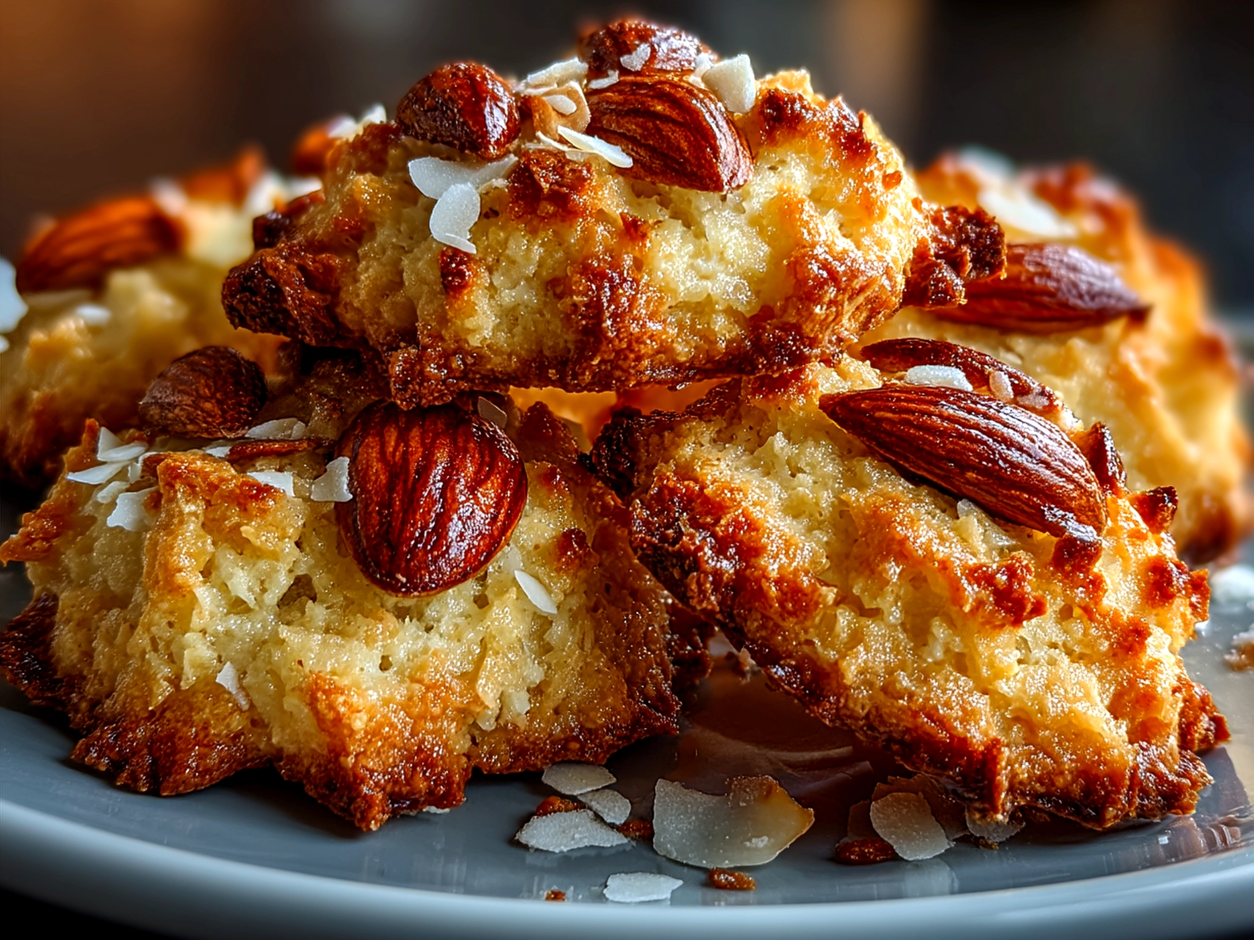 Freshly baked Crispy Almond Cookies on a cooling rack ready to serve
