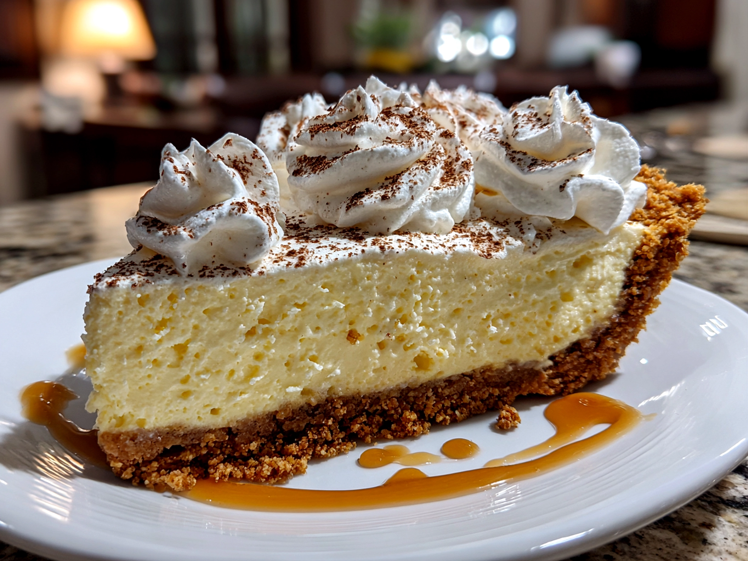 Delicious No Bake Eggnog Pie ready to serve