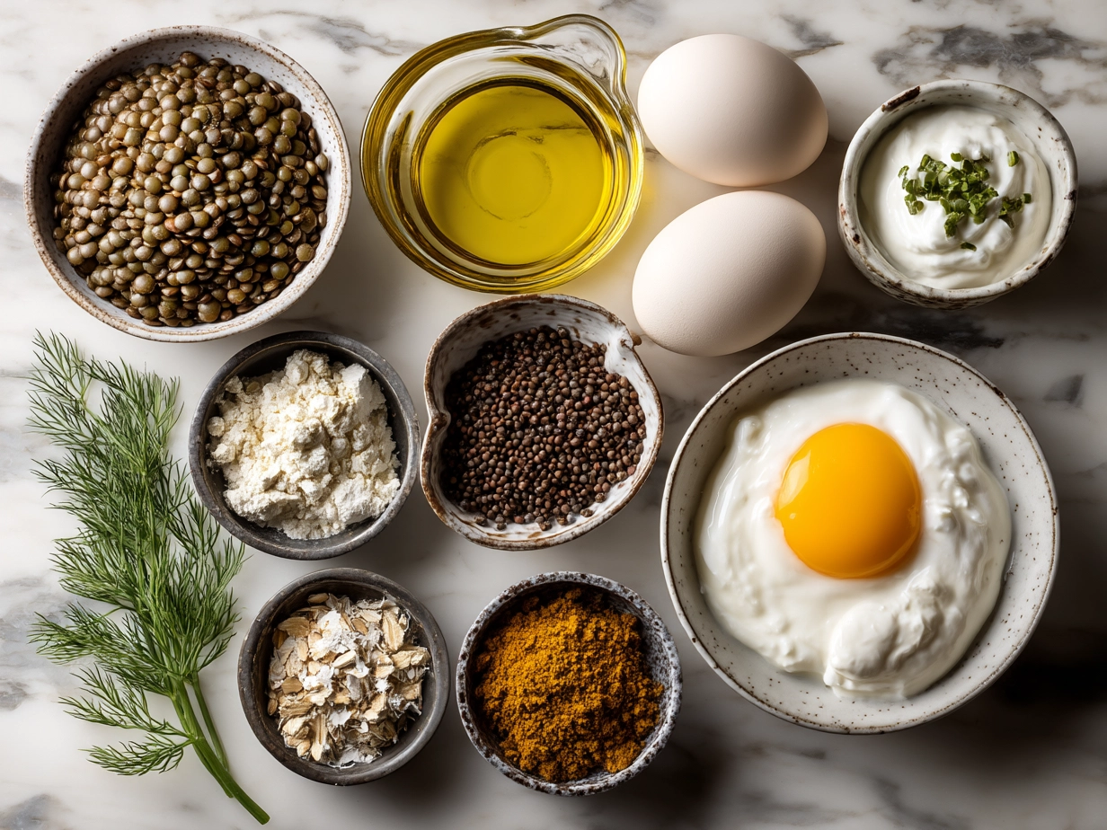 Ingredients for Eggcentric lentils with poached egg and yogurt
