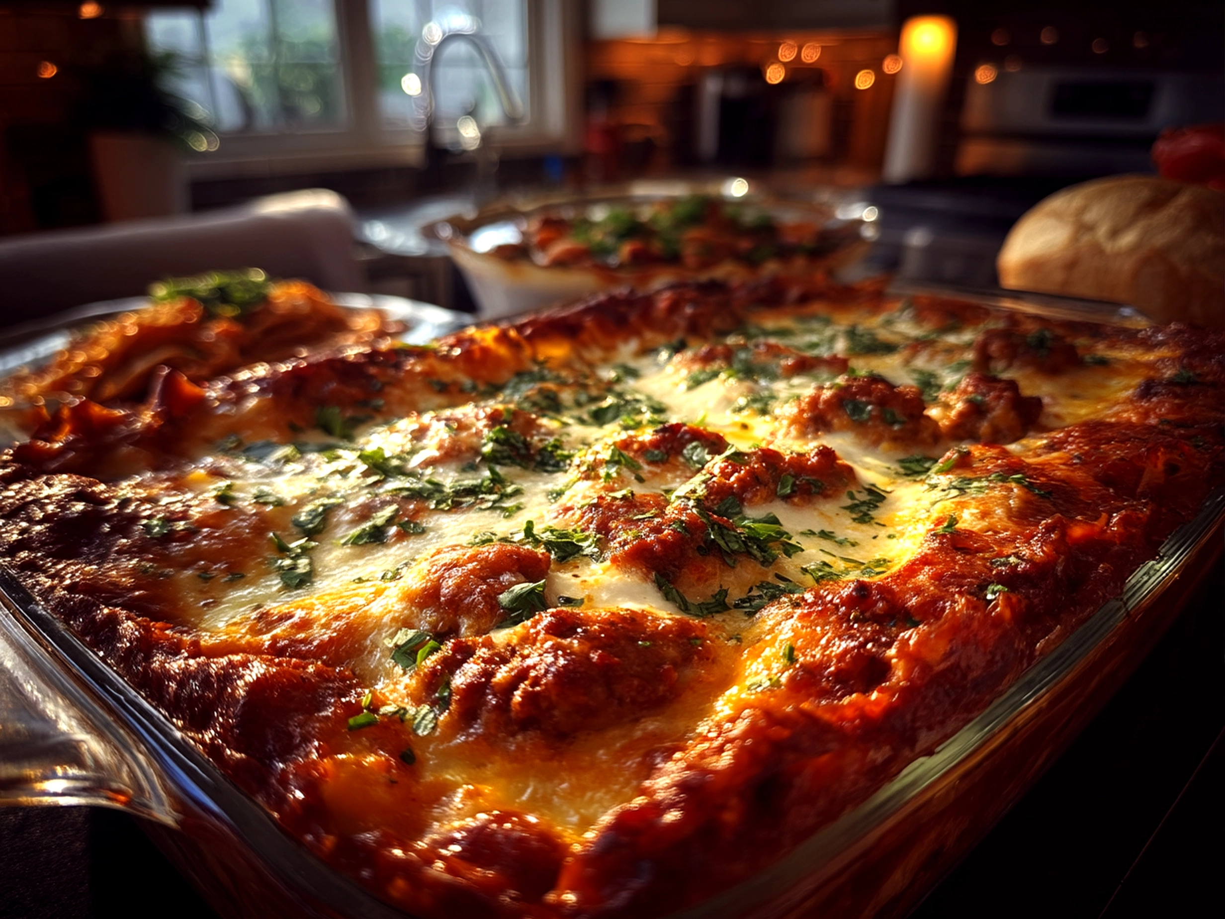 Close-up of finished Ricotta Cheese Lasagna