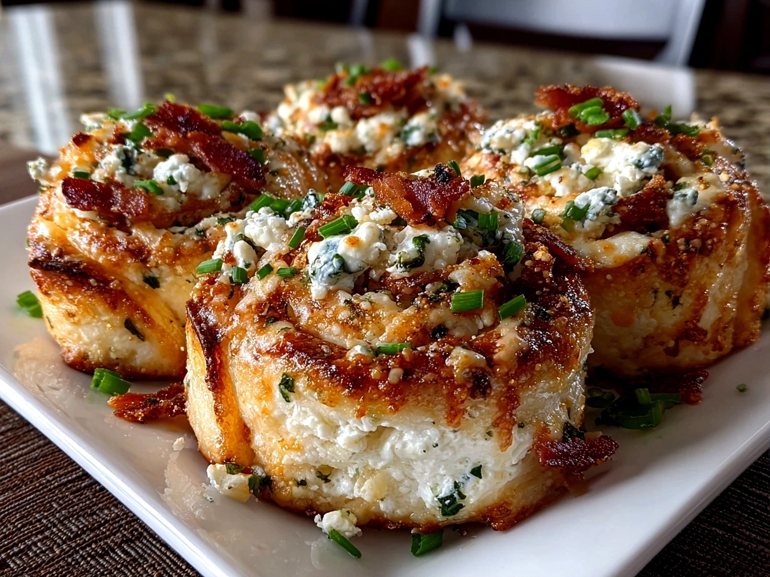 Freshly prepared Jalapeno Popper Pinwheels on a white plate