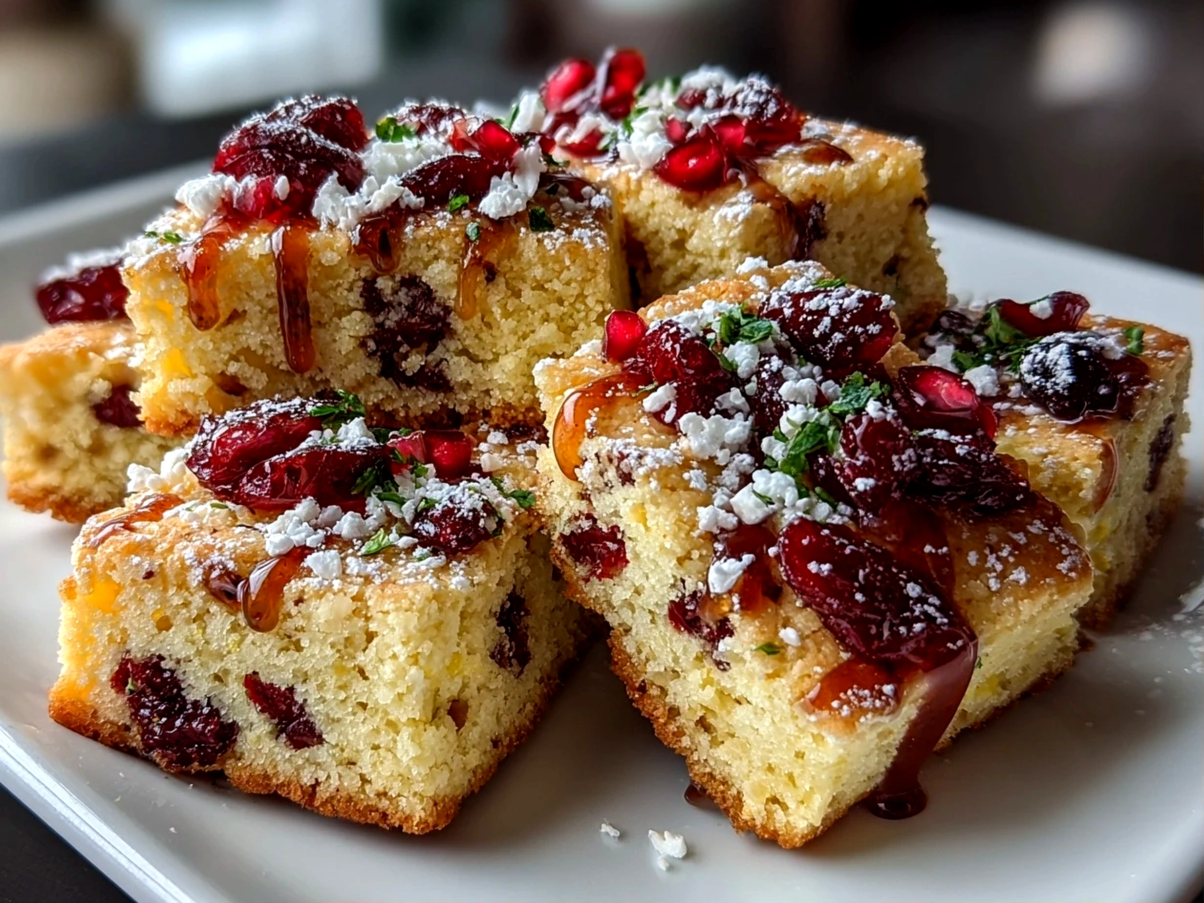 Freshly prepared Keto Cranberry Orange Shortbread on white plate