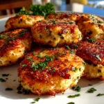 Freshly prepared salmon croquettes on white plate