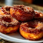 Home baker preparing sourdough discard apple cider donuts bread