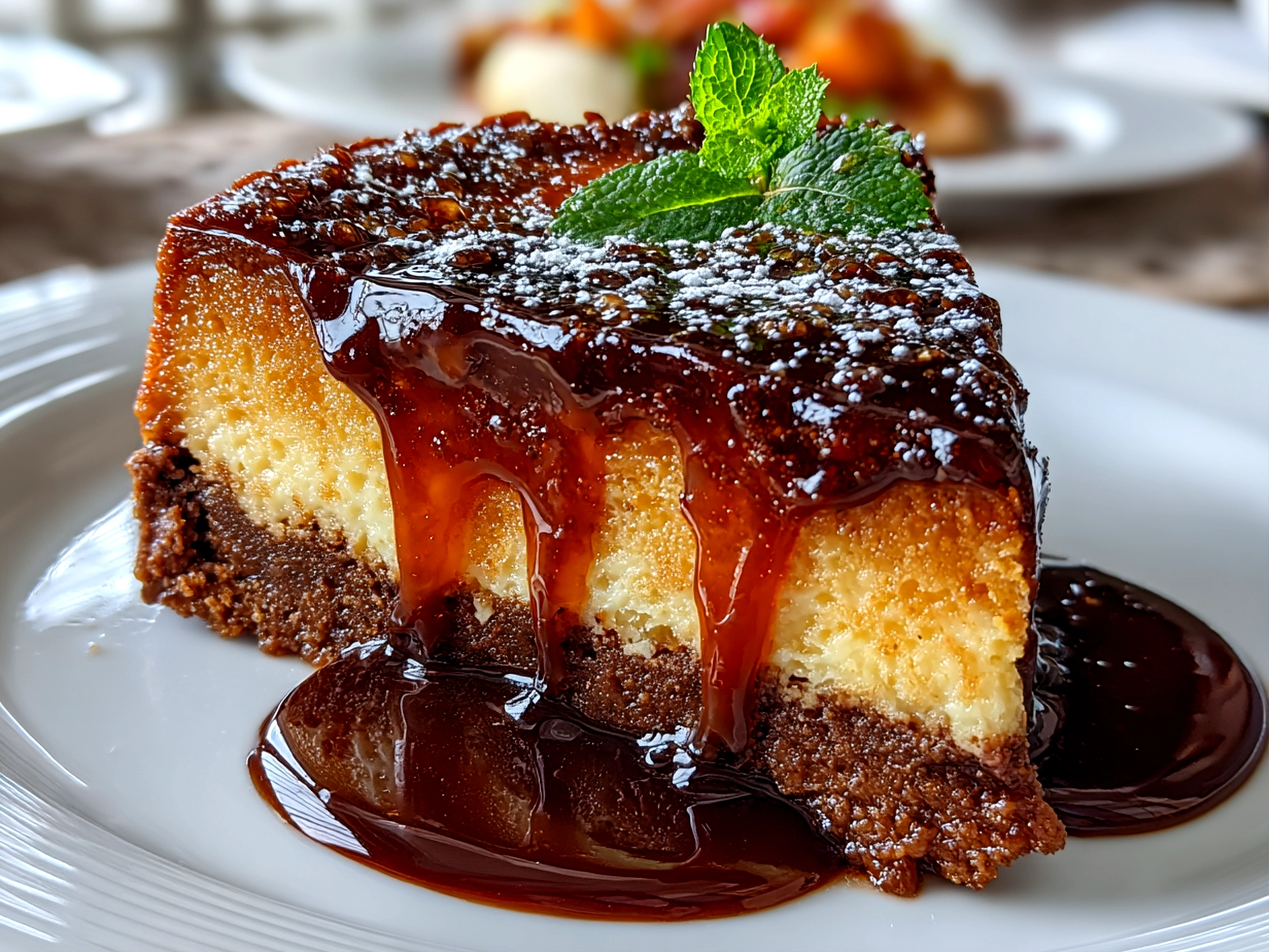 homemade French Chocolate Flan close-up