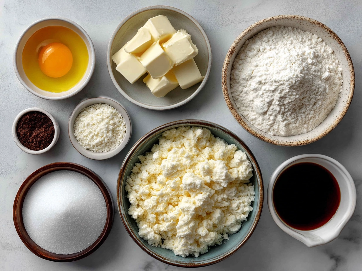 Raw ingredients for Whipped Shortbread Cookies arranged on the table
