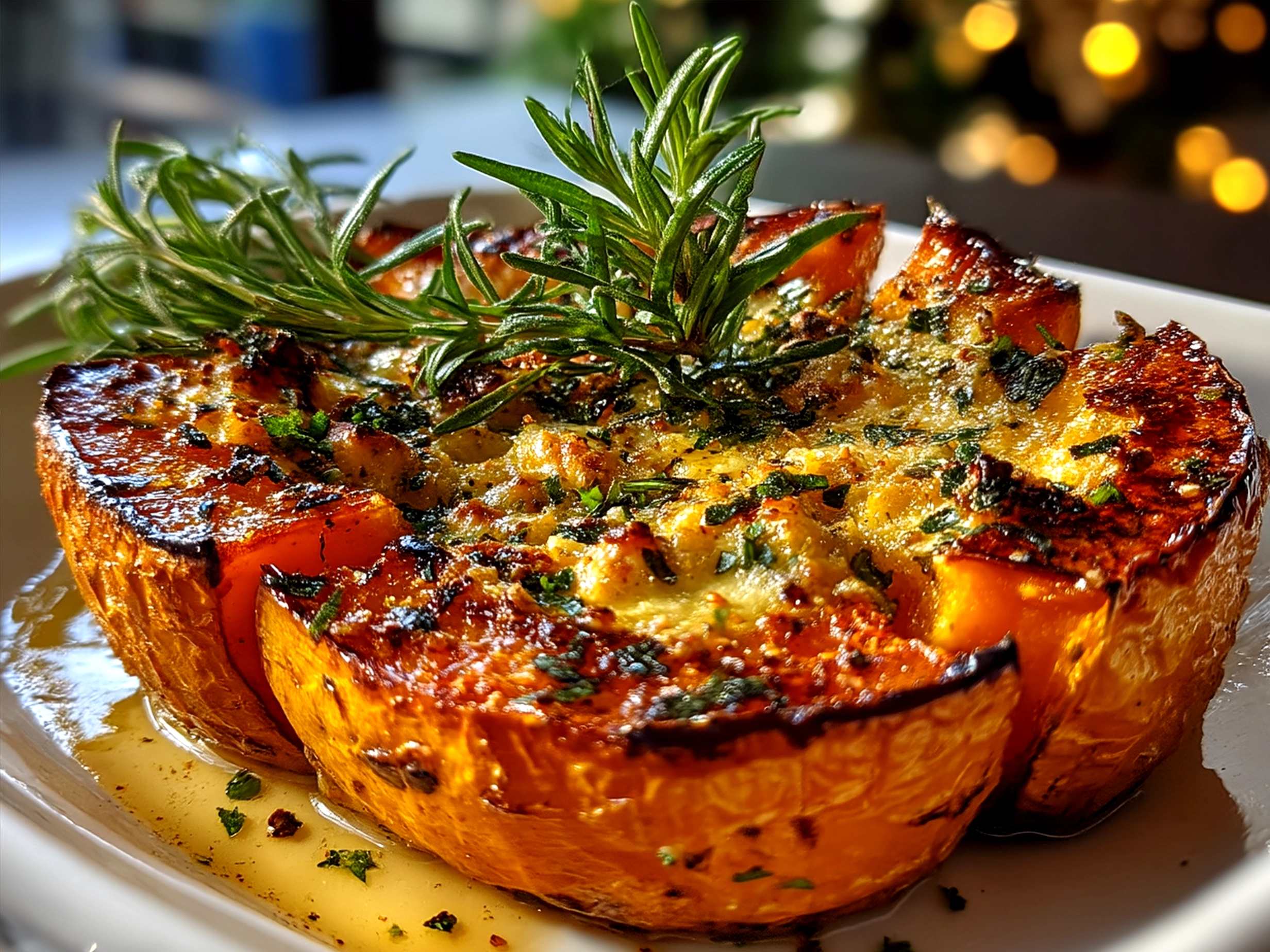 Final plate with roasted pumpkin ready to serve