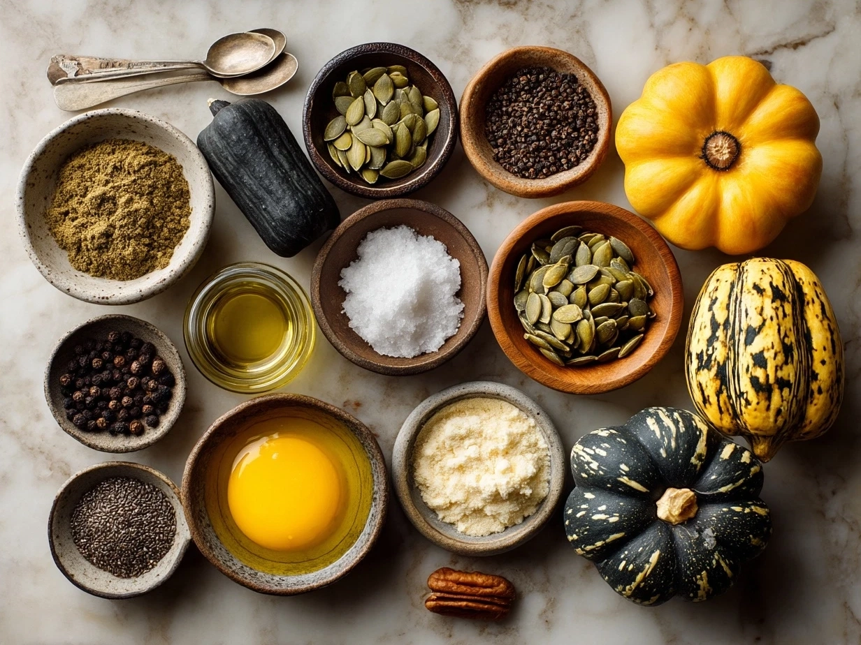 Ingredients for making roasted pumpkin