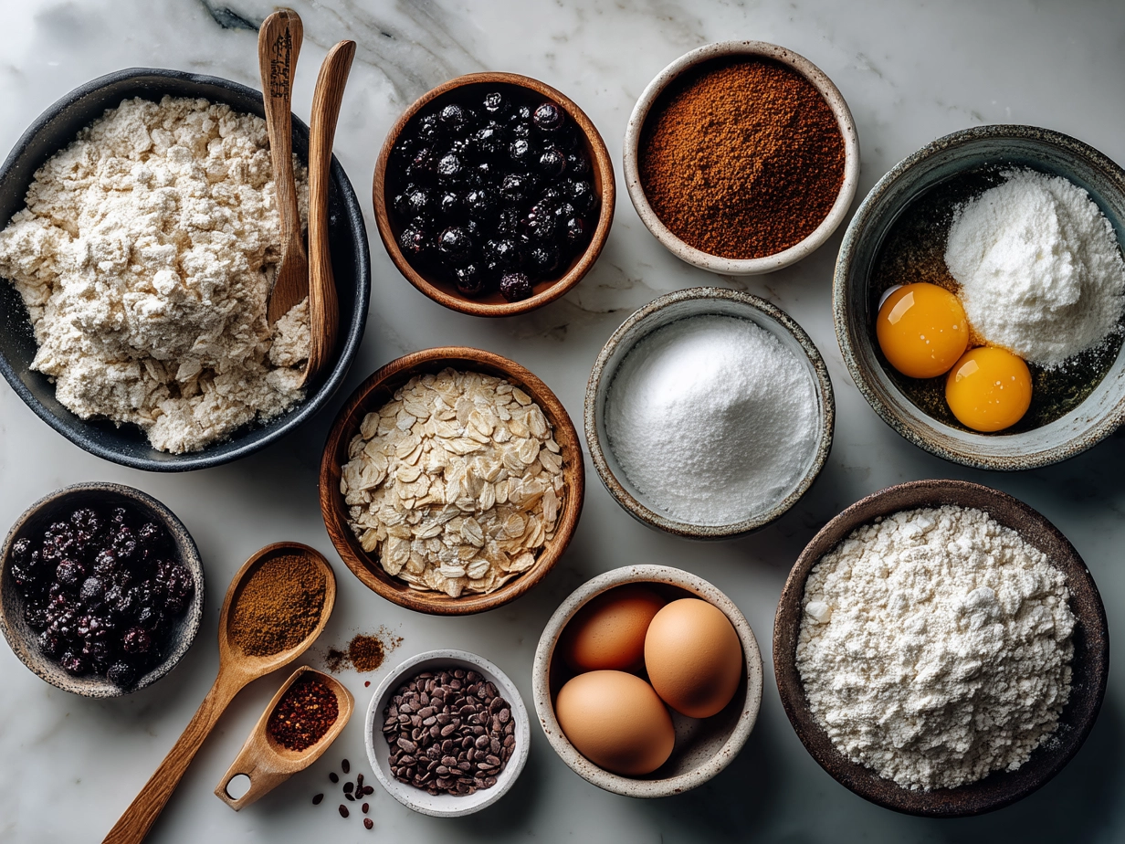 Ingredients for Sourdough Blueberry Breakfast Bars