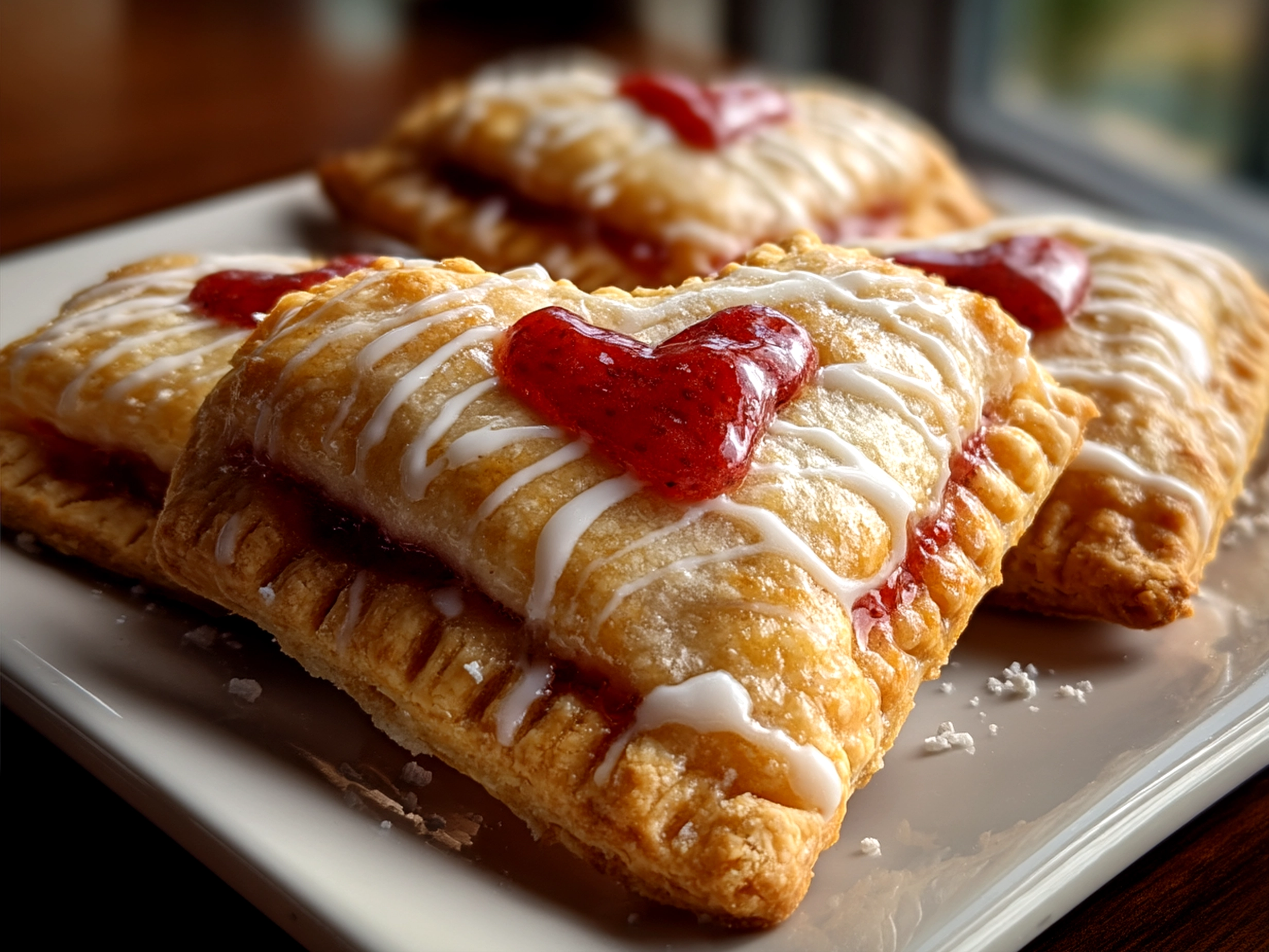 Freshly baked and frosted Strawberry Pop Tart Cookies displayed on a cooling rack