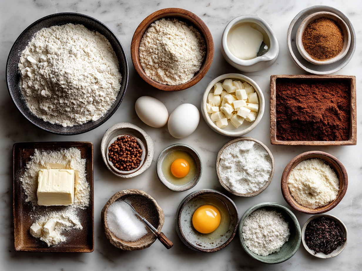 Raw ingredients for Sourdough Discard Apple Cider Donuts Bread laid out on a table