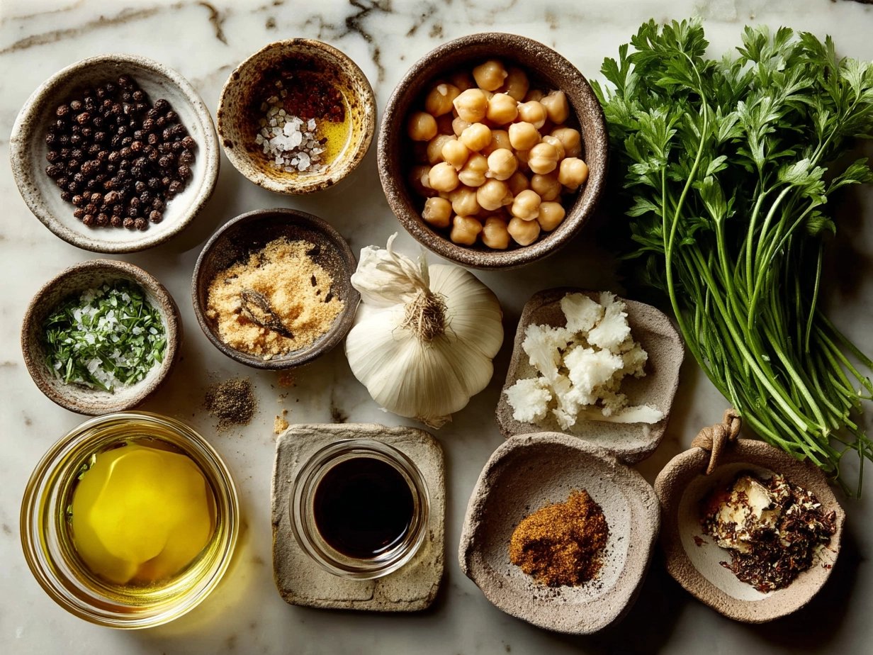 Ingredients laid out for Tuscan Chickpea Soup